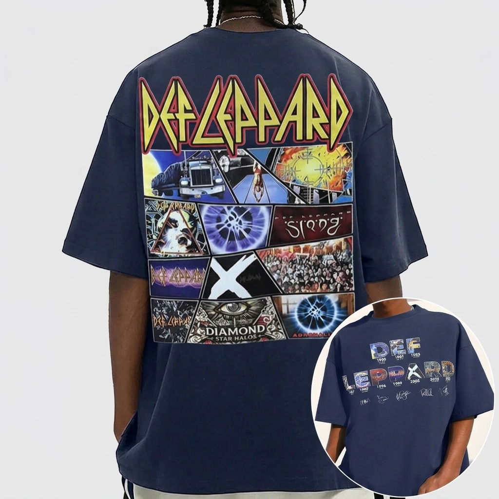 Def Leppard 2 Sided Album Cover Shirt Def Leppard 2 Sided Album Cover Shirt