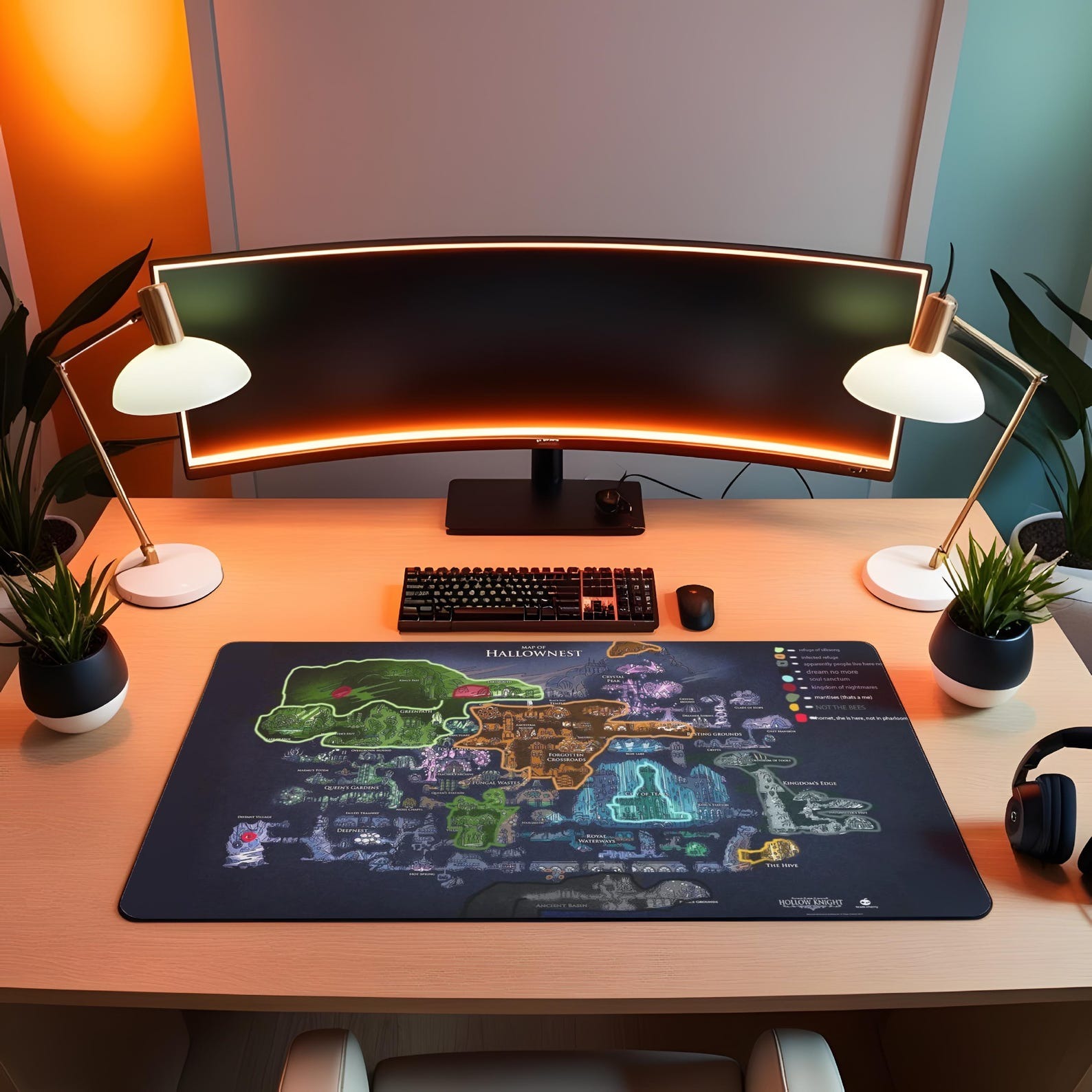 Hollow Knight Hallownest Map Desk Mat Hollow Knight Hallownest Map Desk Mat