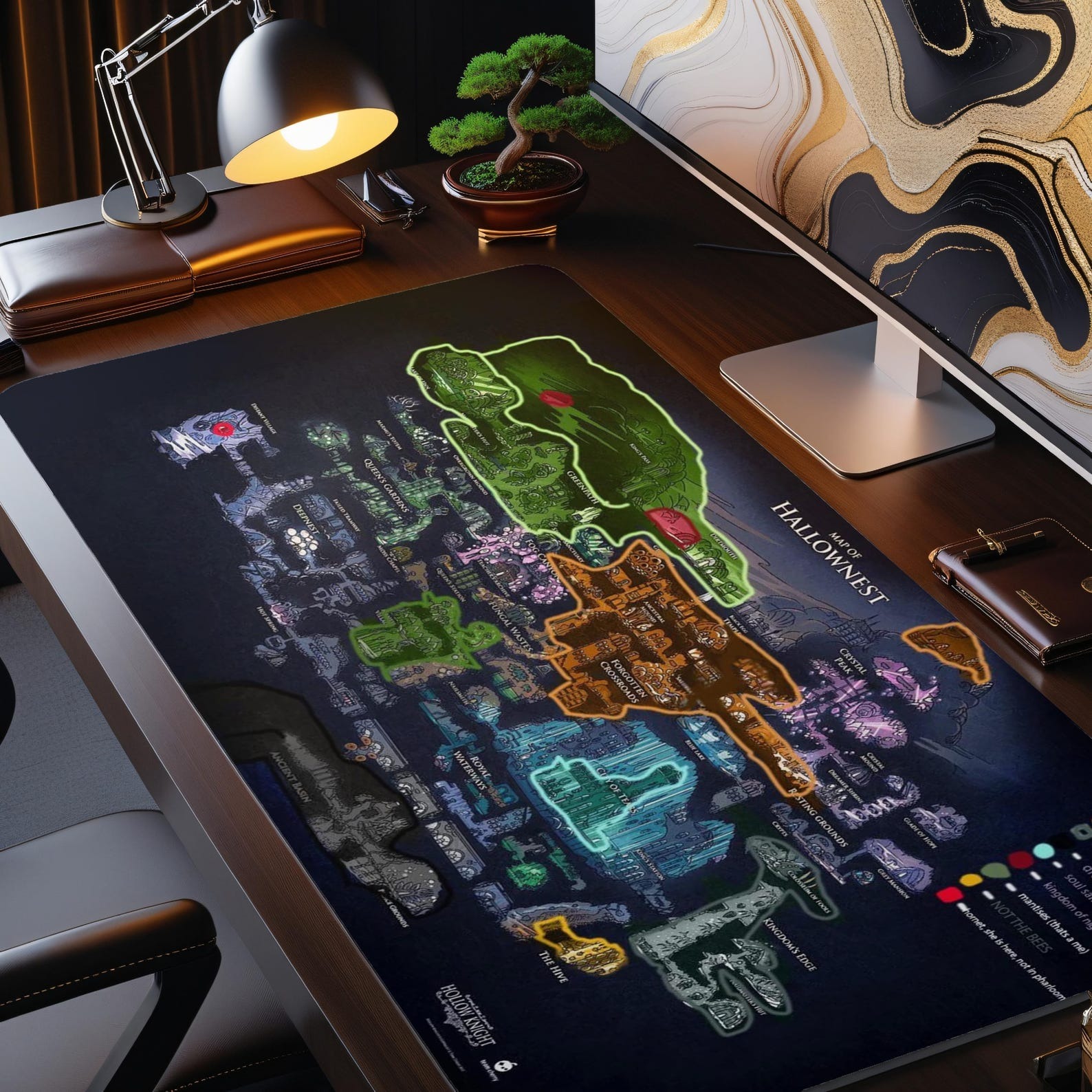 Hollow Knight Hallownest Map Desk Mat Hollow Knight Hallownest Map Desk Mat