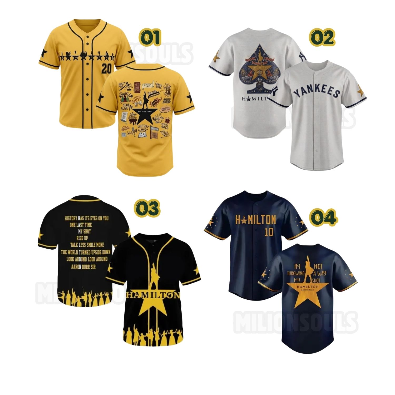 Hamilton Musical Baseball Jersey Collection Hamilton Musical Baseball Jersey Collection